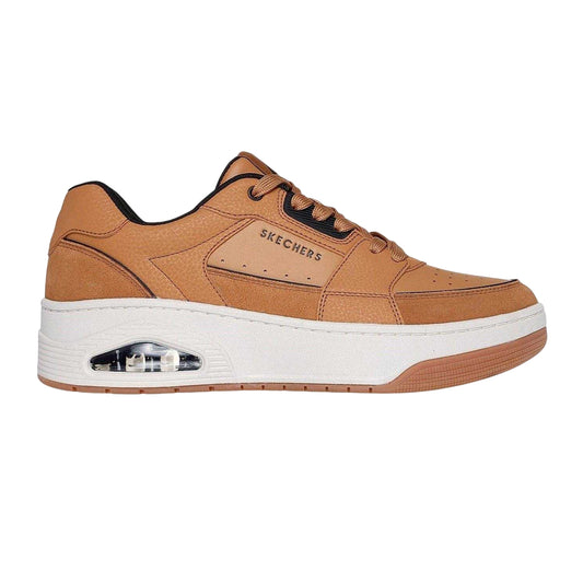 Tan-White - Front - Skechers Mens Suede Trainers