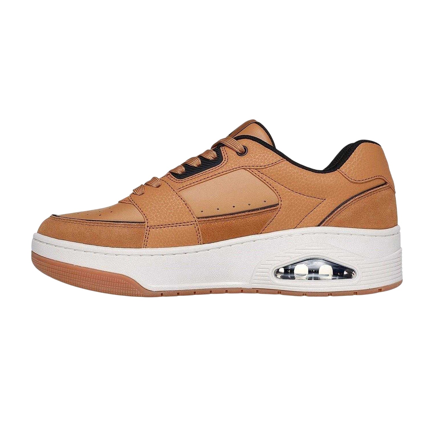 Tan-White - Back - Skechers Mens Suede Trainers