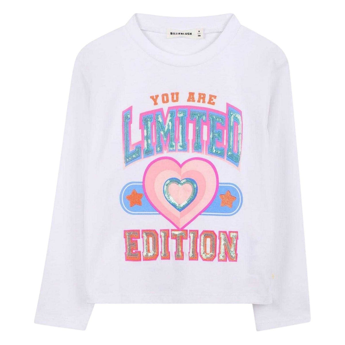 White - Front - Billieblush Girls Heart Regular Long-Sleeved T-Shirt