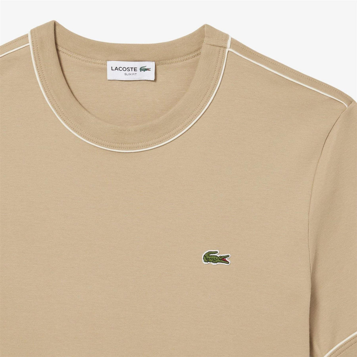 Beige - Side - Lacoste Mens Interlock Slim T-Shirt