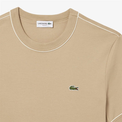 Beige - Side - Lacoste Mens Interlock Slim T-Shirt