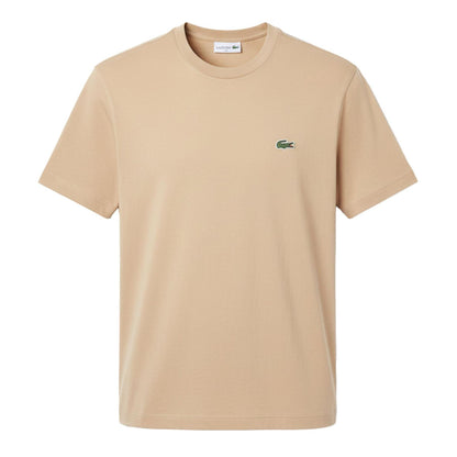 Beige - Front - Lacoste Mens Interlock Slim T-Shirt