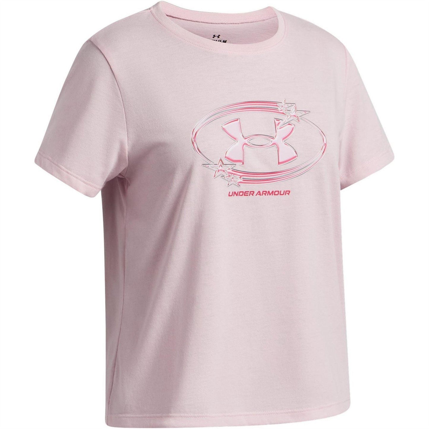 Pink - Side - Under Armour Girls Star Logo Regular T-Shirt