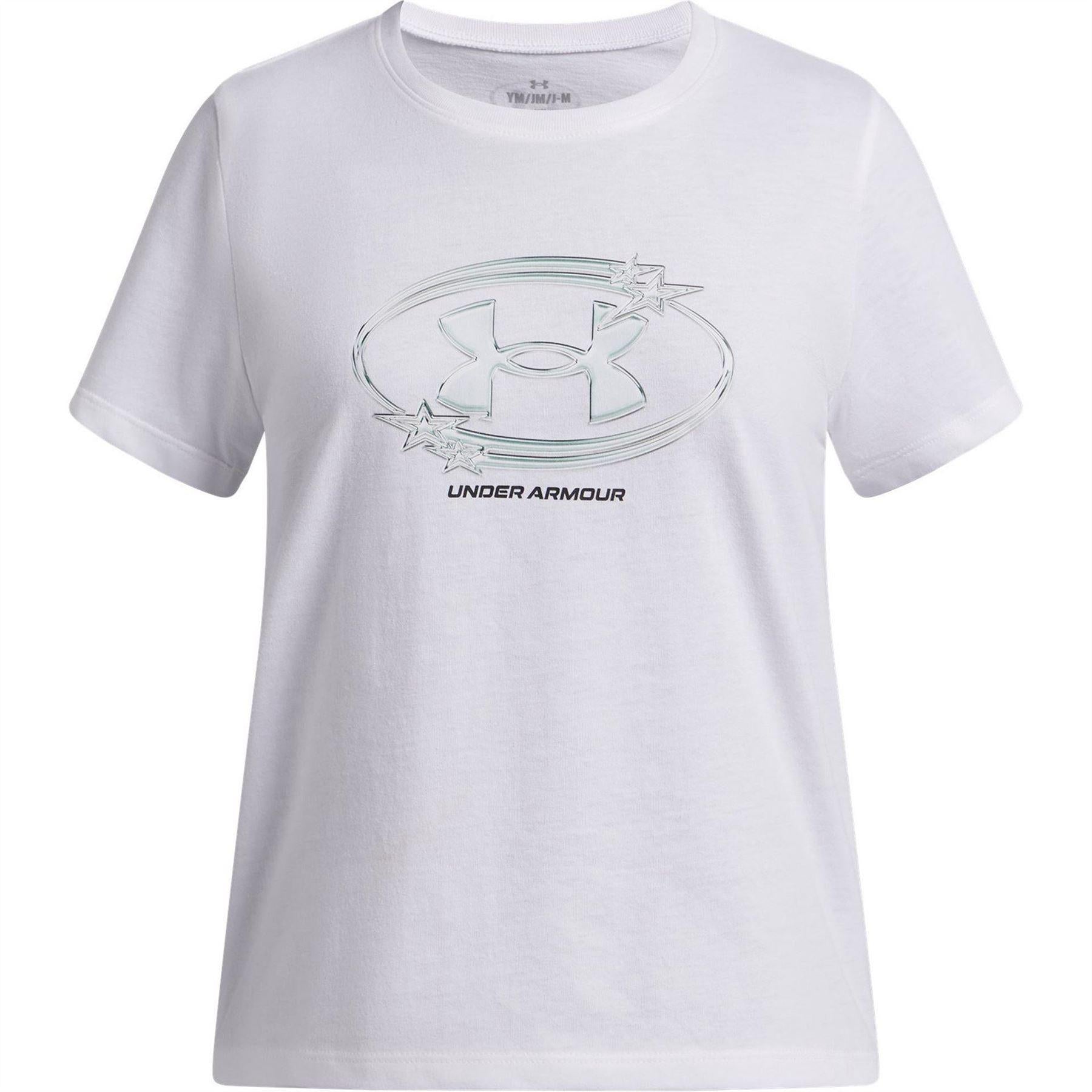 White - Front - Under Armour Girls Star Logo Regular T-Shirt