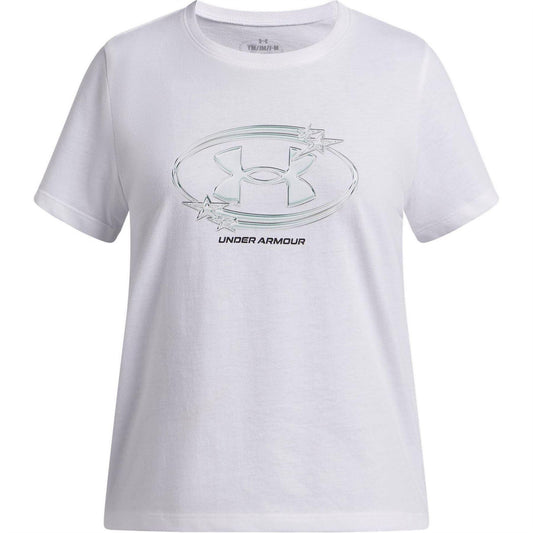 White - Front - Under Armour Girls Star Logo Regular T-Shirt
