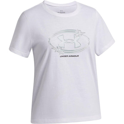 White - Side - Under Armour Girls Star Logo Regular T-Shirt