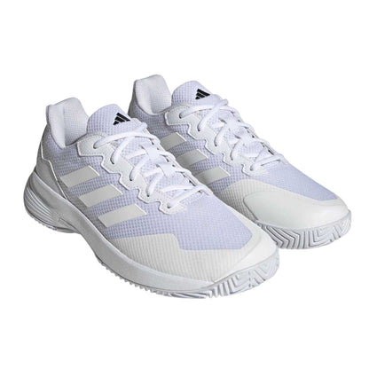 White - Pack Shot - Adidas Mens GameCourt 2.0 Tennis Shoes