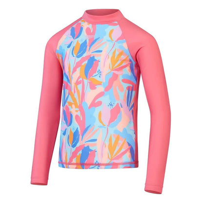 Pink-Blue - Front - Speedo Girls Regular Raglan Long-Sleeved T-Shirt