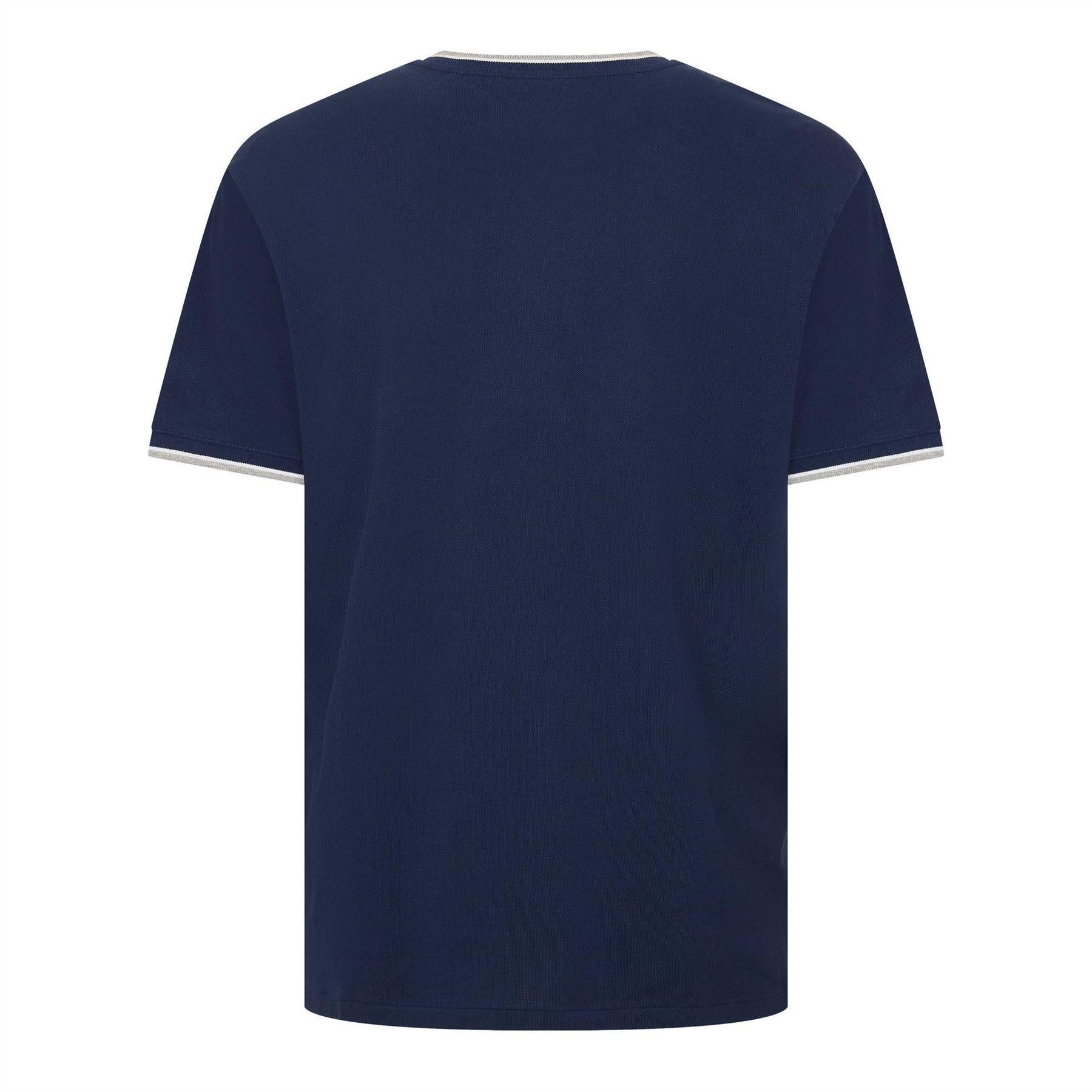 Navy - Back - Ralph Lauren Mens Tipped Cotton T-Shirt
