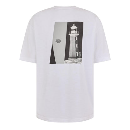 White - Back - Boss Mens Orange Graphic Print Regular T-Shirt