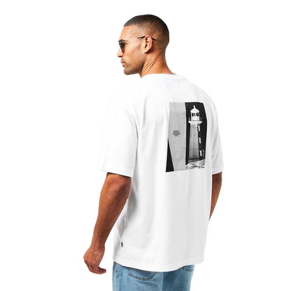 White - Lifestyle - Boss Mens Orange Graphic Print Regular T-Shirt
