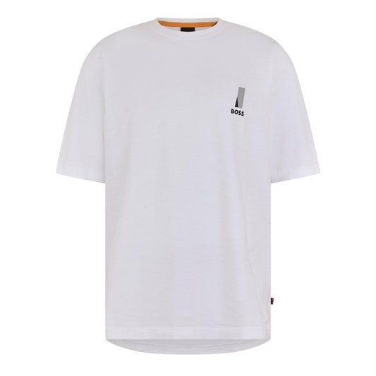 White - Front - Boss Mens Orange Graphic Print Regular T-Shirt