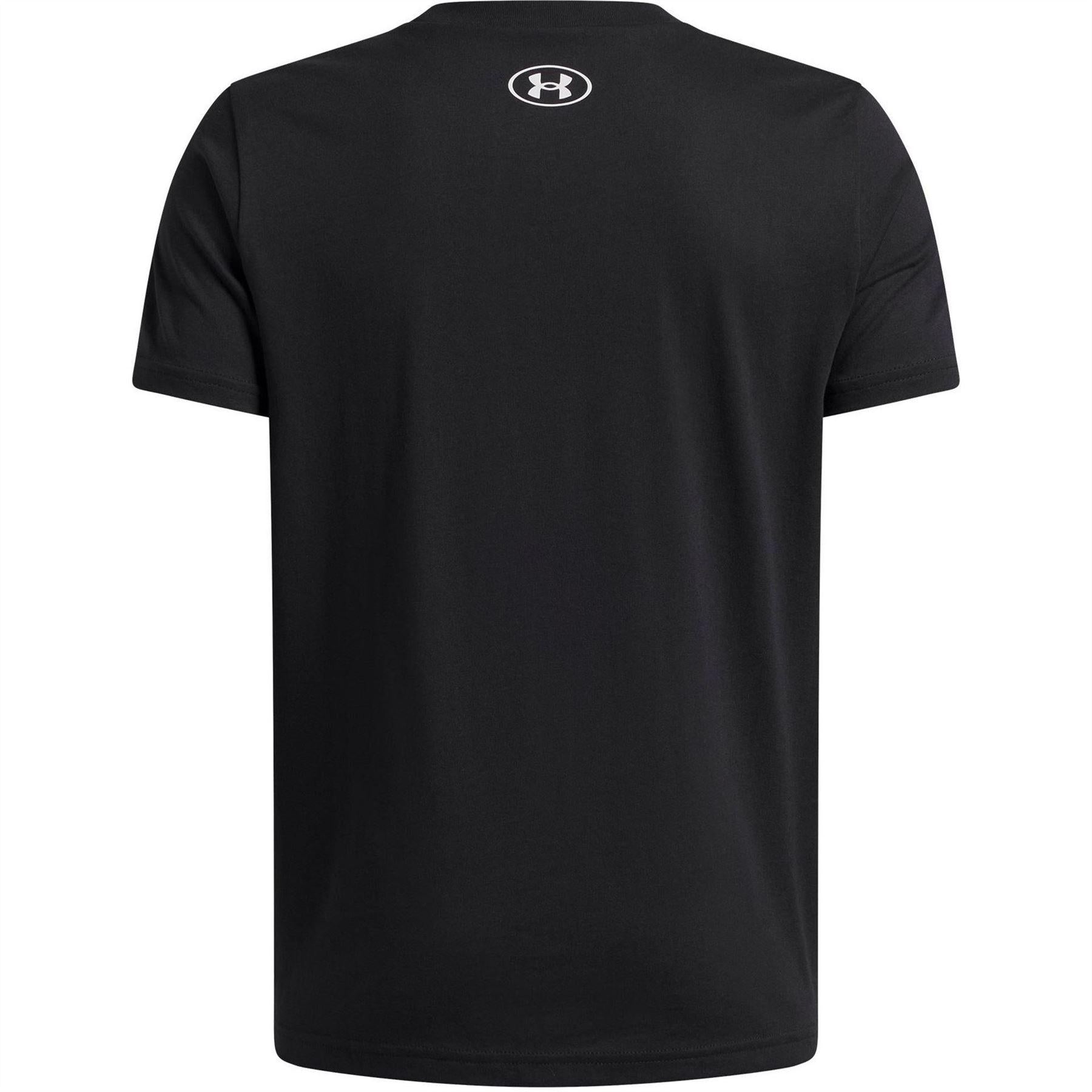 Black-White - Back - Under Armour Childrens-Kids Basketball Relaxed Fit T-Shirt