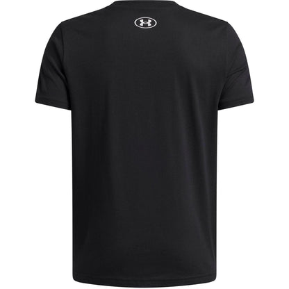 Black-White - Back - Under Armour Childrens-Kids Basketball Relaxed Fit T-Shirt