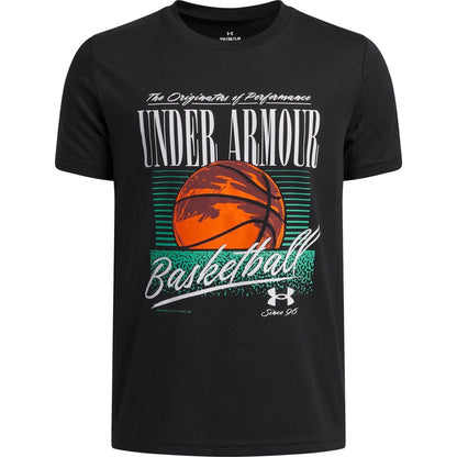 Black-White - Front - Under Armour Childrens-Kids Basketball Relaxed Fit T-Shirt
