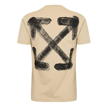 Brown-Black - Back - Off White Mens Spray Logo Regular T-Shirt