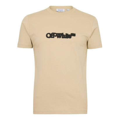Brown-Black - Front - Off White Mens Spray Logo Regular T-Shirt