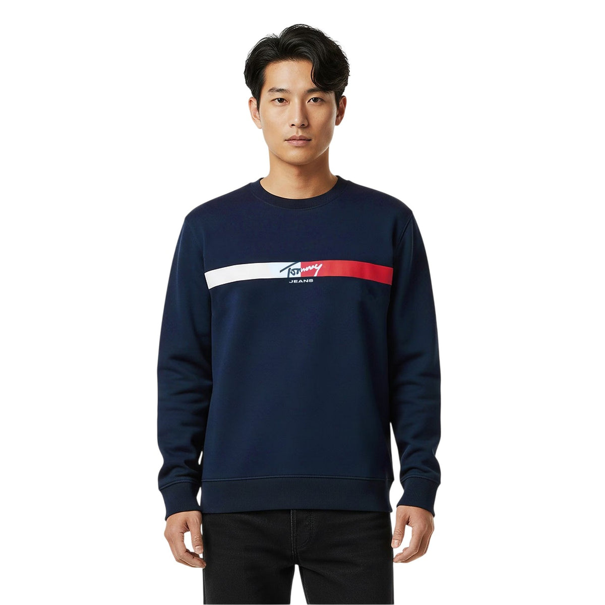 Night Navy - Side - Tommy Jeans Unisex Adult Signature Regular Sweatshirt