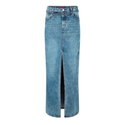 Bright Blue - Front - Hugo Womens-Ladies Getini Denim Maxi Skirt