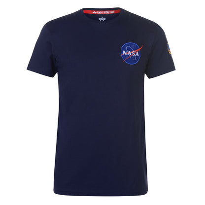Navy Blue - Front - NASA Mens Alpha Industries Shuttle Regular T-Shirt