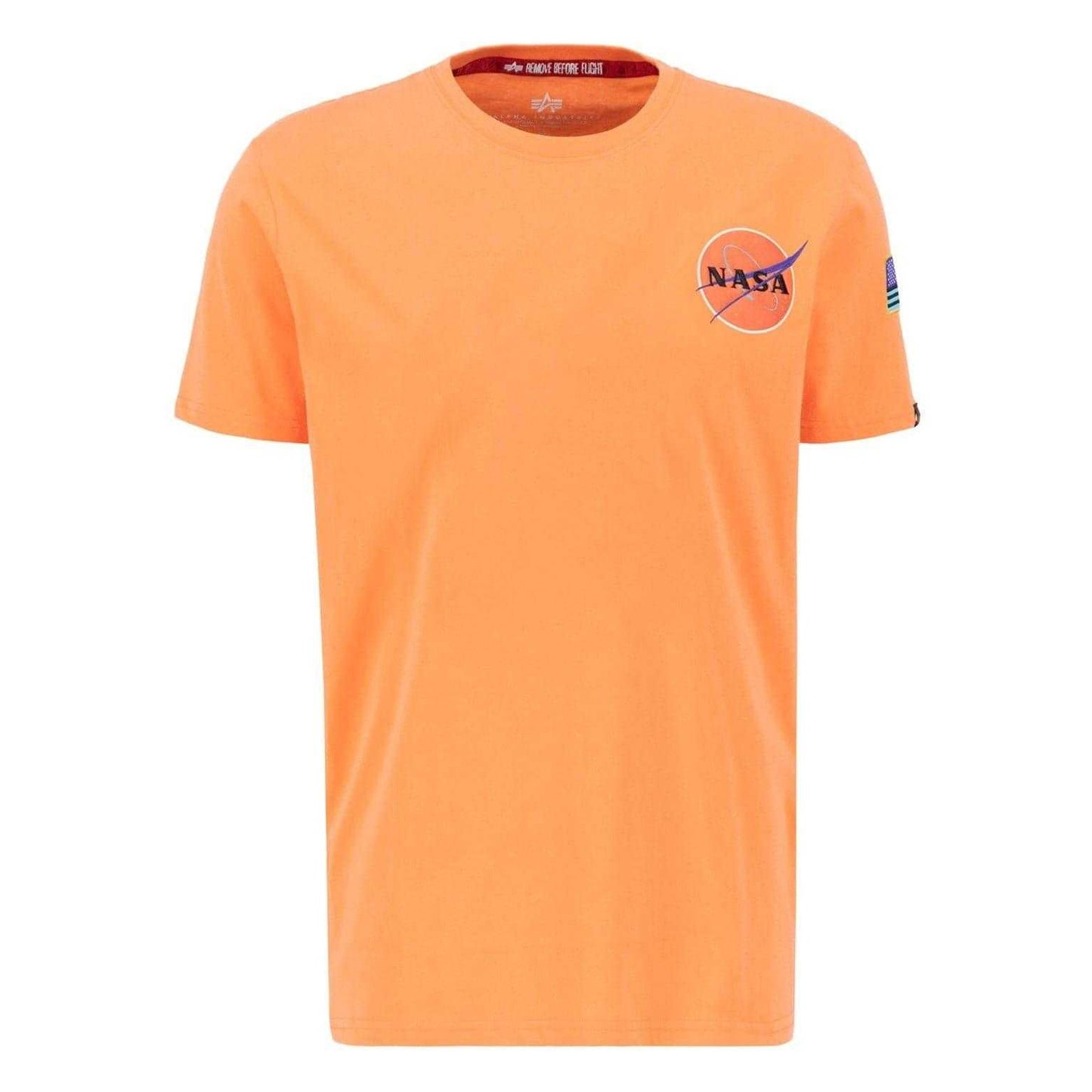 Tangerine - Front - NASA Mens Alpha Industries Shuttle Regular T-Shirt