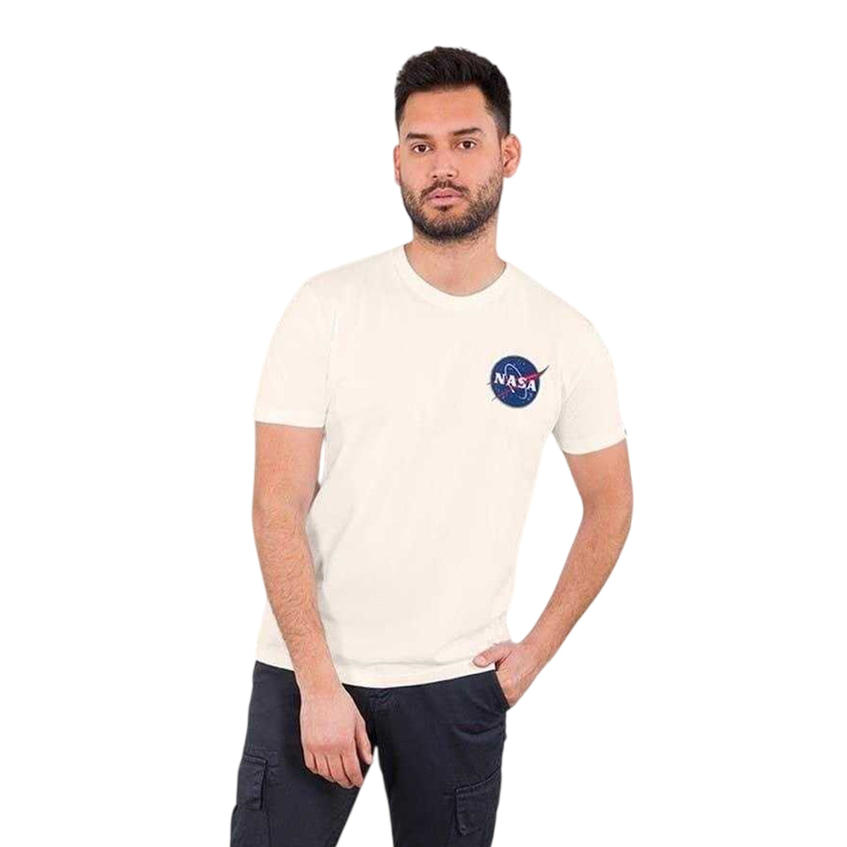 White - Front - NASA Mens Alpha Industries Shuttle Regular T-Shirt