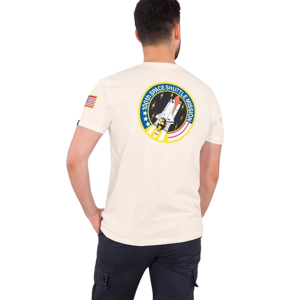White - Back - NASA Mens Alpha Industries Shuttle Regular T-Shirt