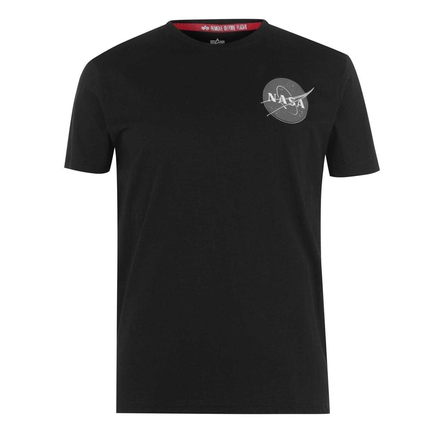 Black - Front - NASA Mens Alpha Industries Shuttle Regular T-Shirt