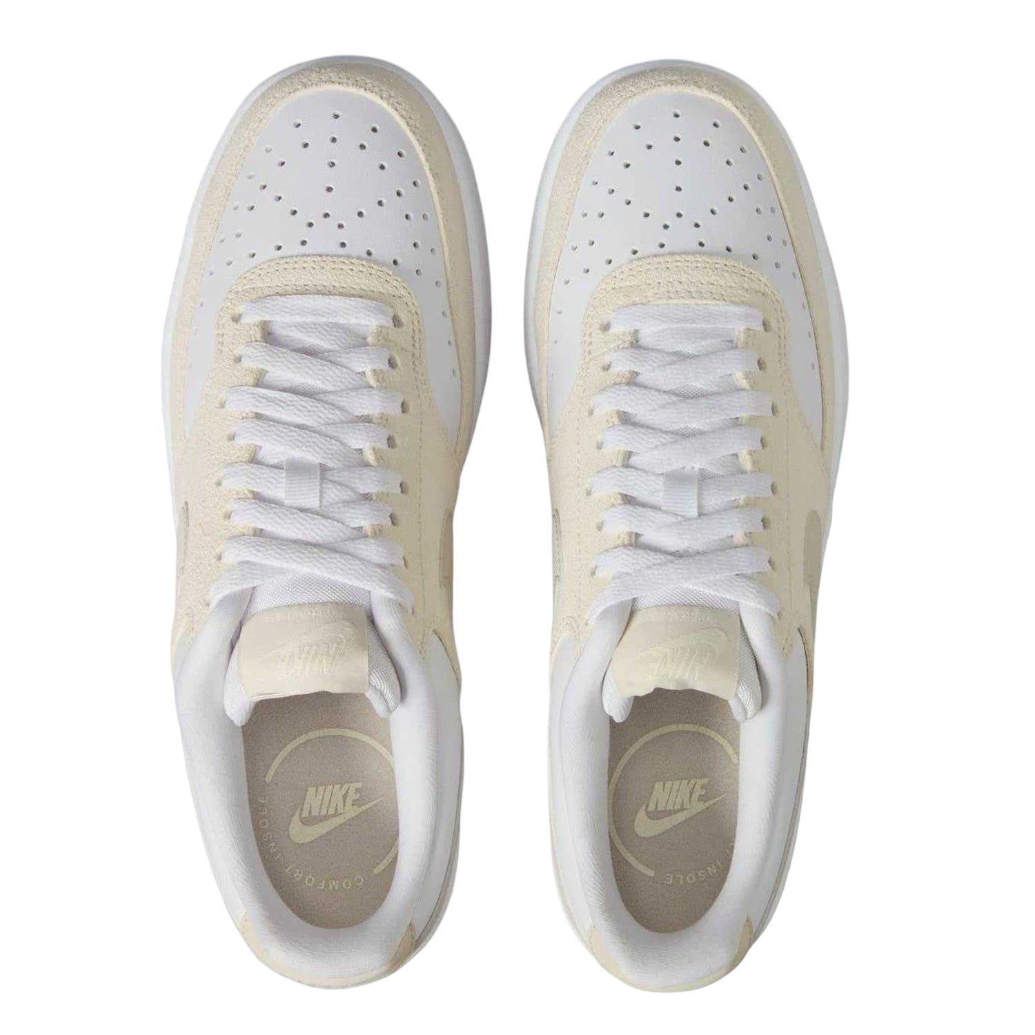 White-Beige - Lifestyle - Nike Womens-Ladies Court Vision Leather Trainers