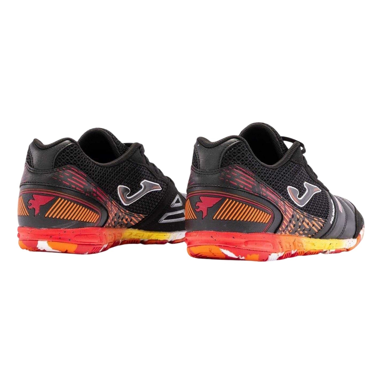 Black-Orange - Back - Joma Mens Mundial Leather Indoor Football Trainers