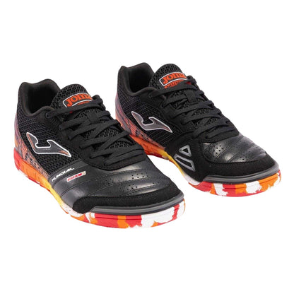 Black-Orange - Pack Shot - Joma Mens Mundial Leather Indoor Football Trainers
