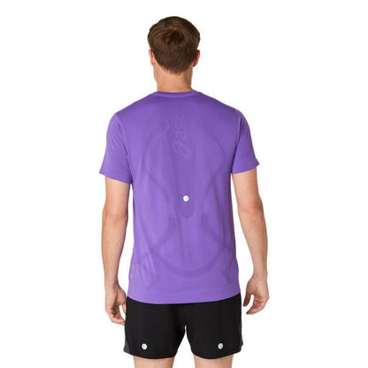 Purple - Back - Asics Mens Vented Regular Short-Sleeved Top