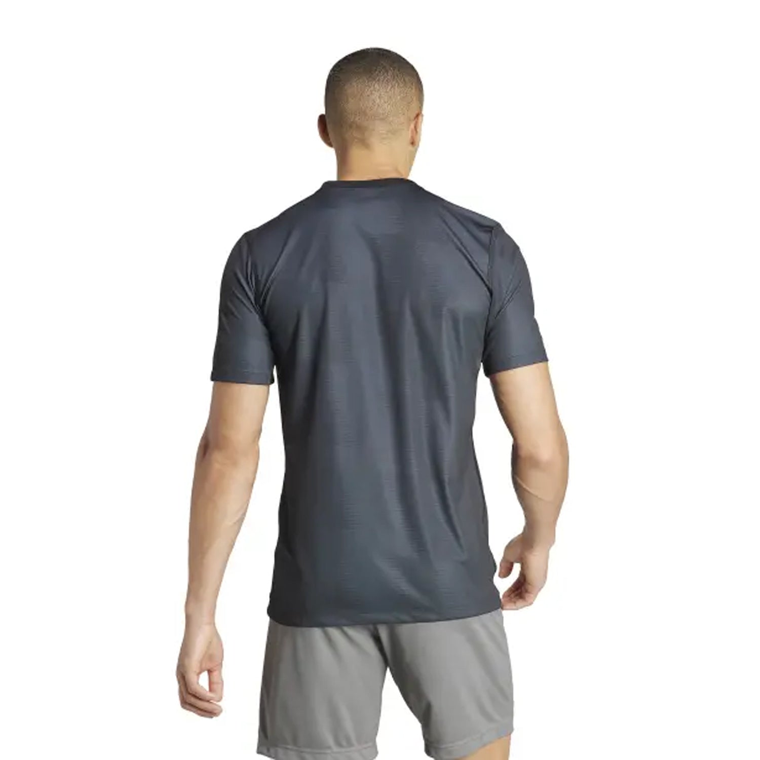 Black-Grey - Back - Adidas Mens 24 Logo Reversible Regular T-Shirt