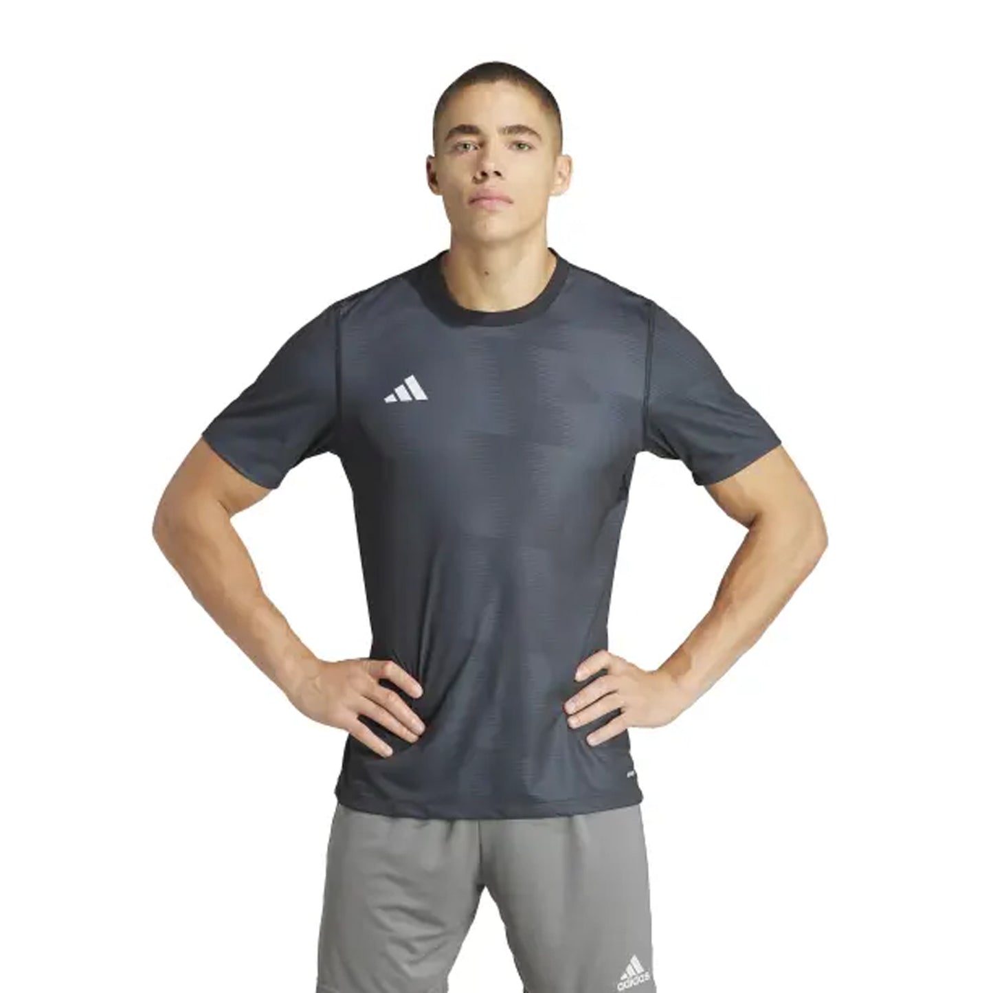 Black-Grey - Side - Adidas Mens 24 Logo Reversible Regular T-Shirt