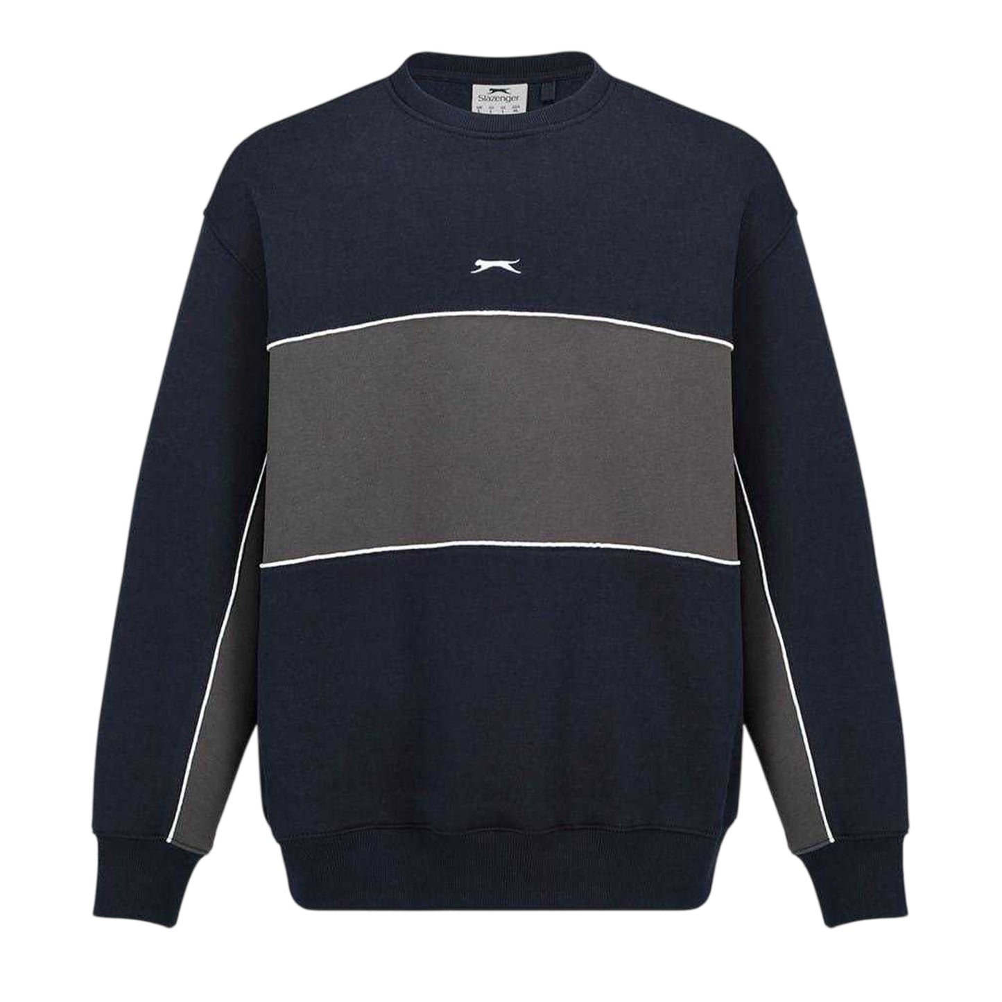 Navy-Smoke - Front - Slazenger Mens Fleece Crew Neck Sweatshirt