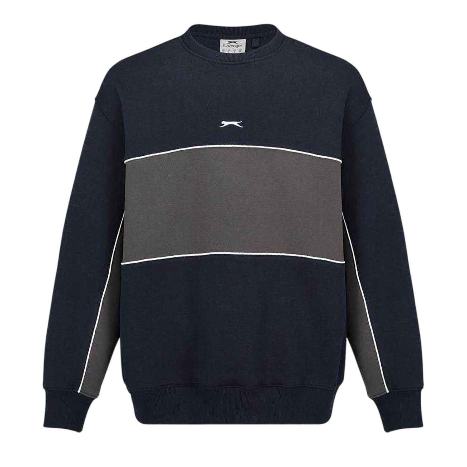 Navy-Smoke - Front - Slazenger Mens Fleece Crew Neck Sweatshirt