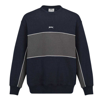 Navy-Smoke - Front - Slazenger Mens Fleece Crew Neck Sweatshirt
