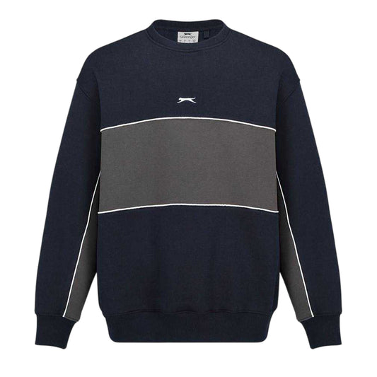 Navy-Smoke - Front - Slazenger Mens Fleece Crew Neck Sweatshirt