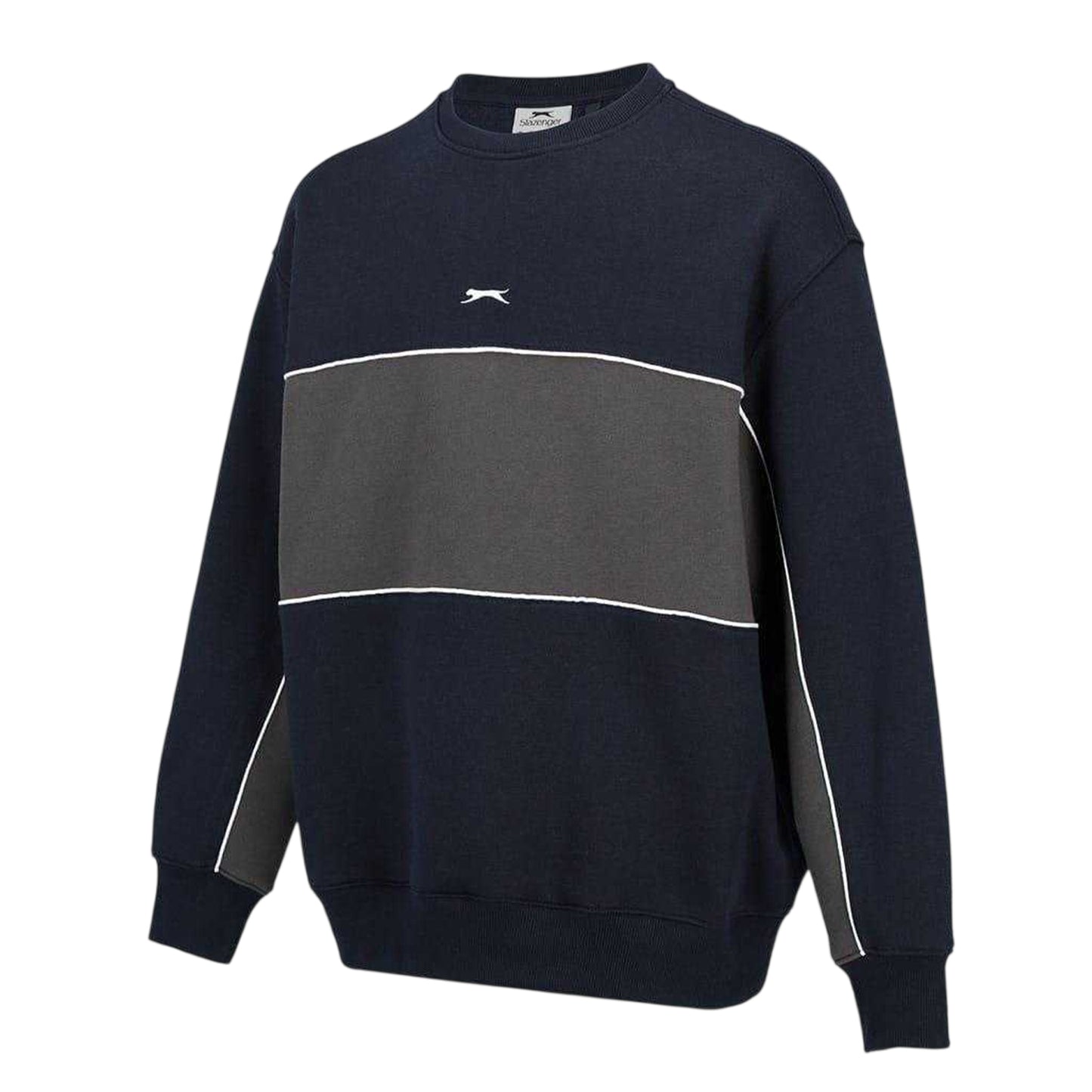 Navy-Smoke - Side - Slazenger Mens Fleece Crew Neck Sweatshirt