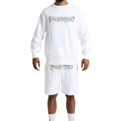 White - Front - Money Mens Chop Vice Crew Neck Sweatshirt