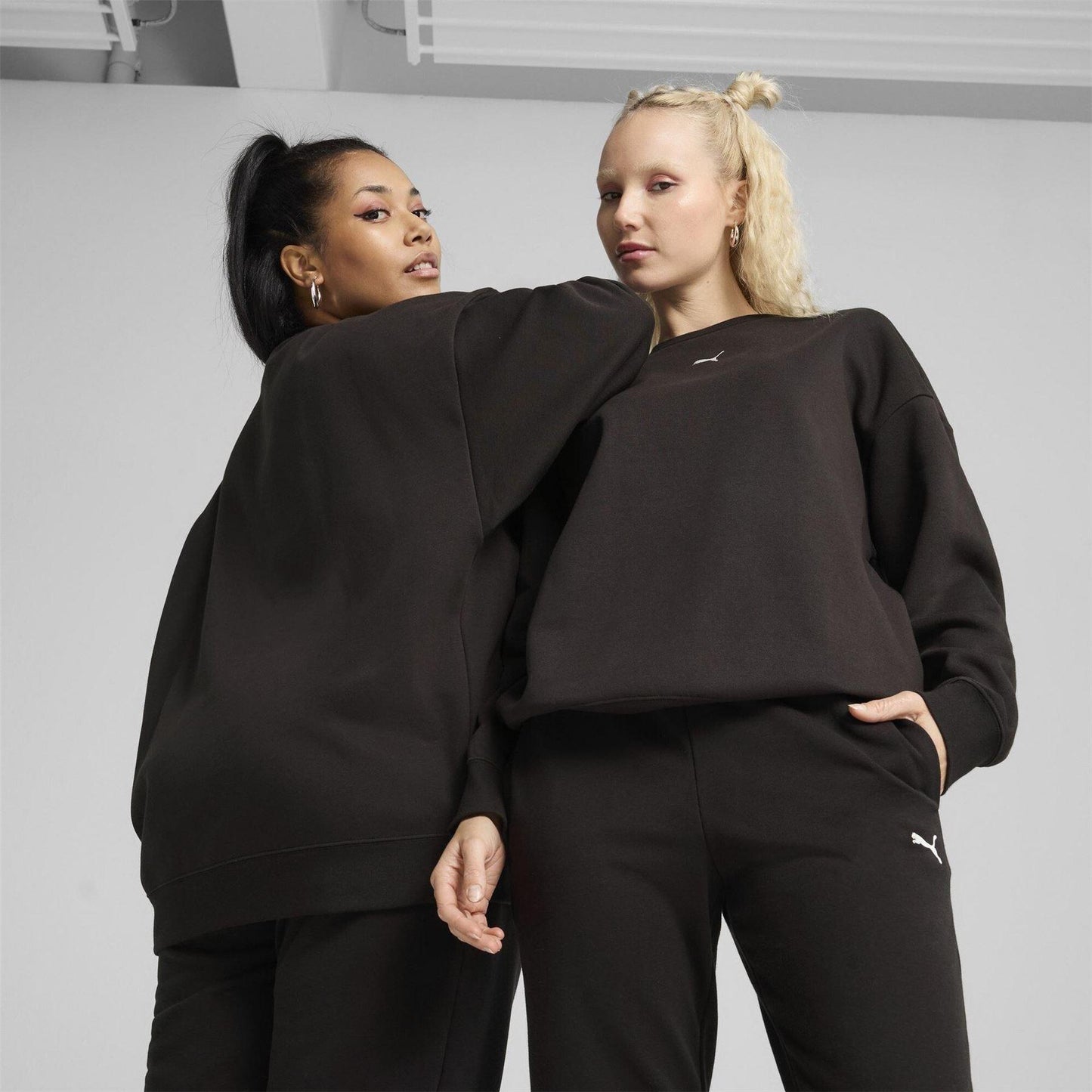 Black - Side - Puma Womens-Ladies Oversized Sweatshirt