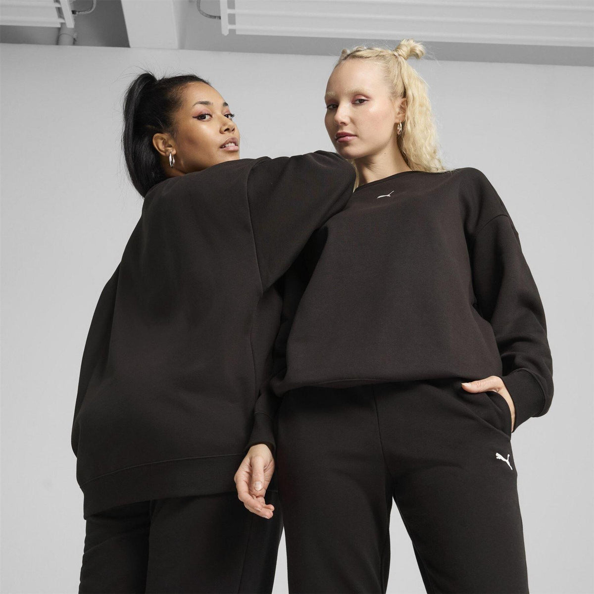 Black - Side - Puma Womens-Ladies Oversized Sweatshirt