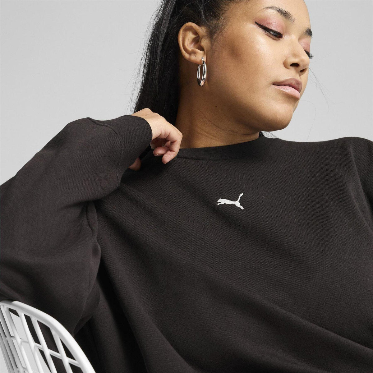 Black - Lifestyle - Puma Womens-Ladies Oversized Sweatshirt