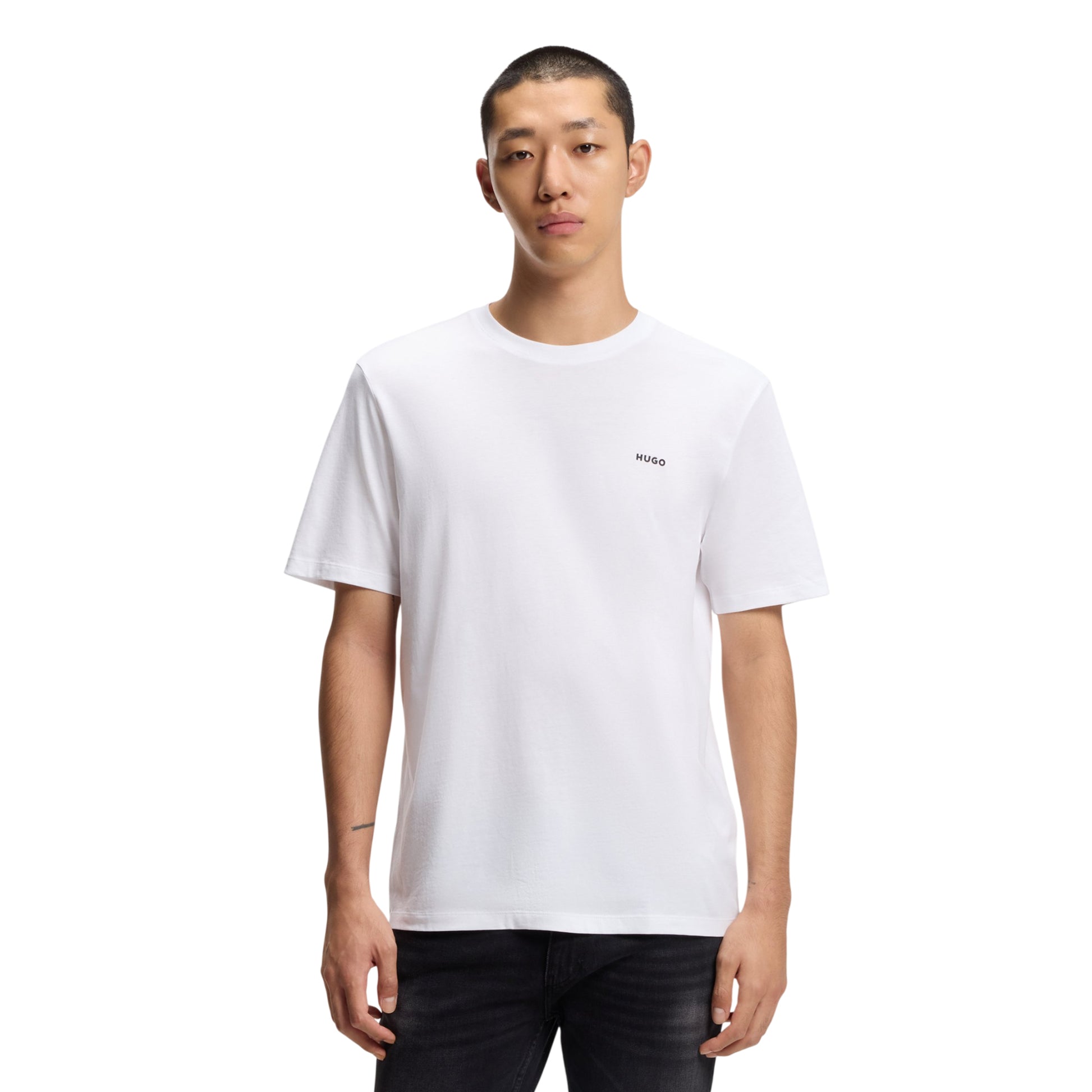 White - Side - Hugo Mens Chest Logo Regular T-Shirt
