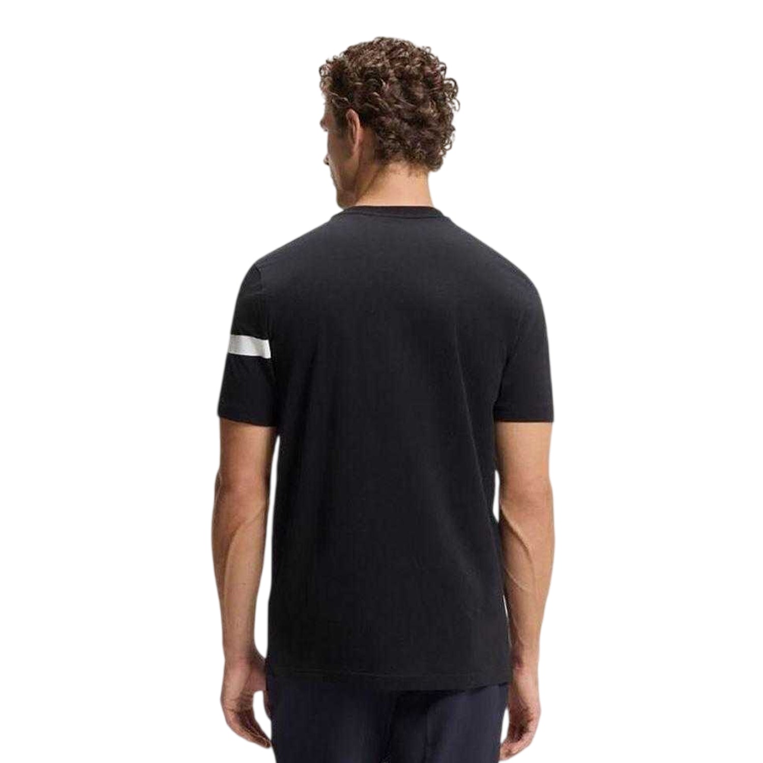 Dark Blue - Back - Boss Mens Colour Stripe Regular T-Shirt