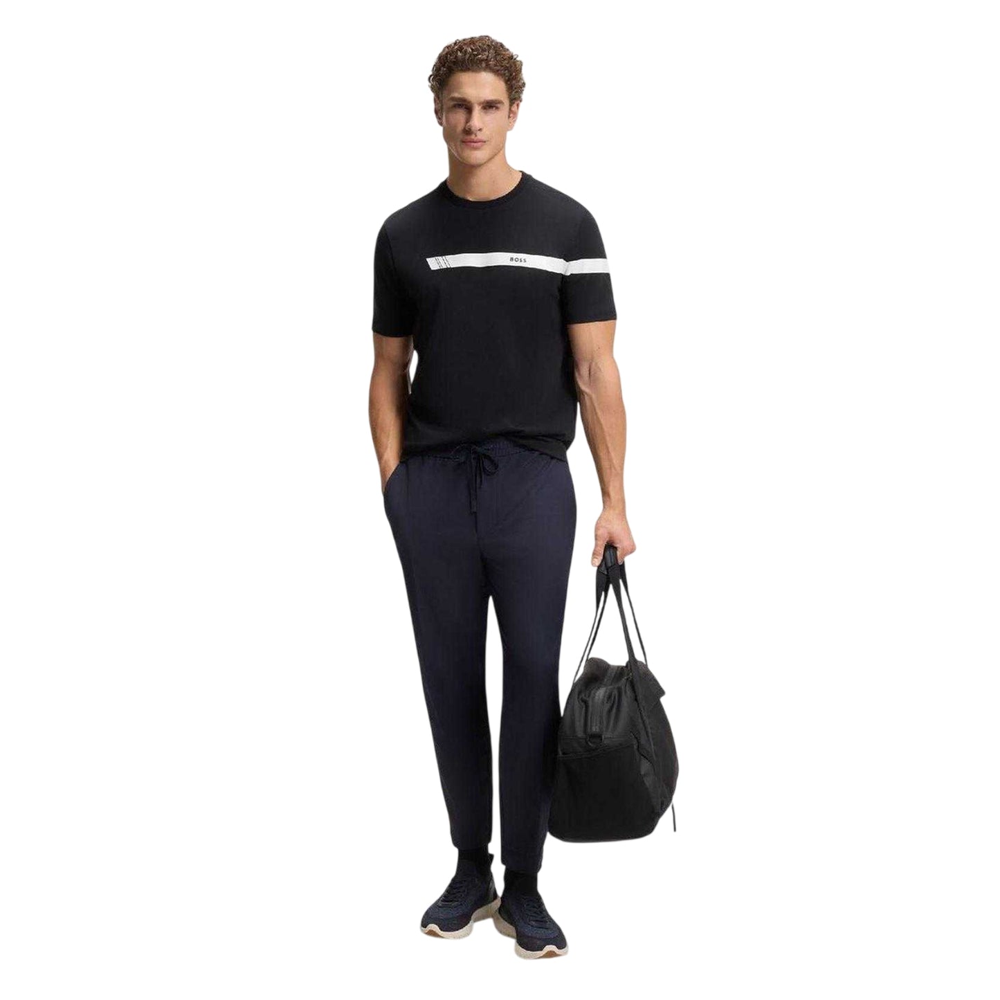 Dark Blue - Lifestyle - Boss Mens Colour Stripe Regular T-Shirt