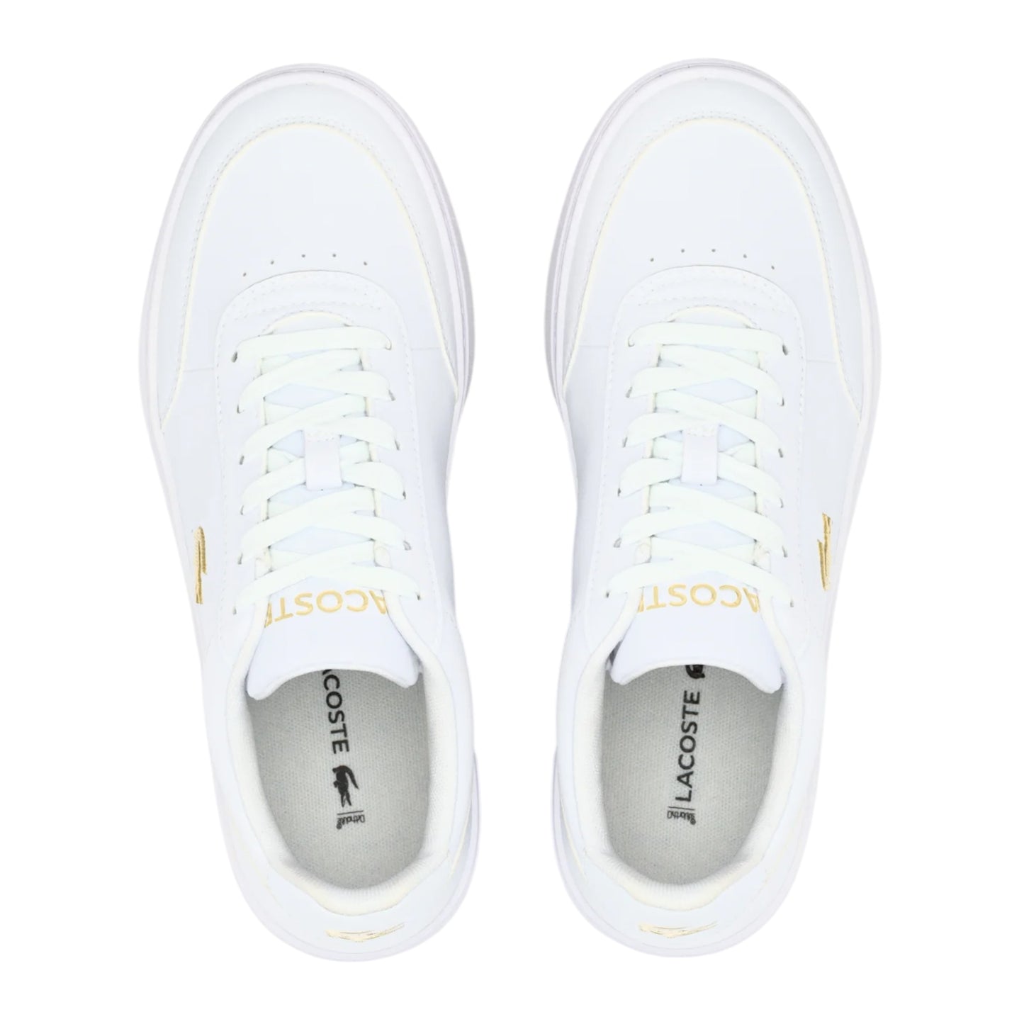White-Gold - Side - Lacoste Womens-Ladies Court Pro Trainers