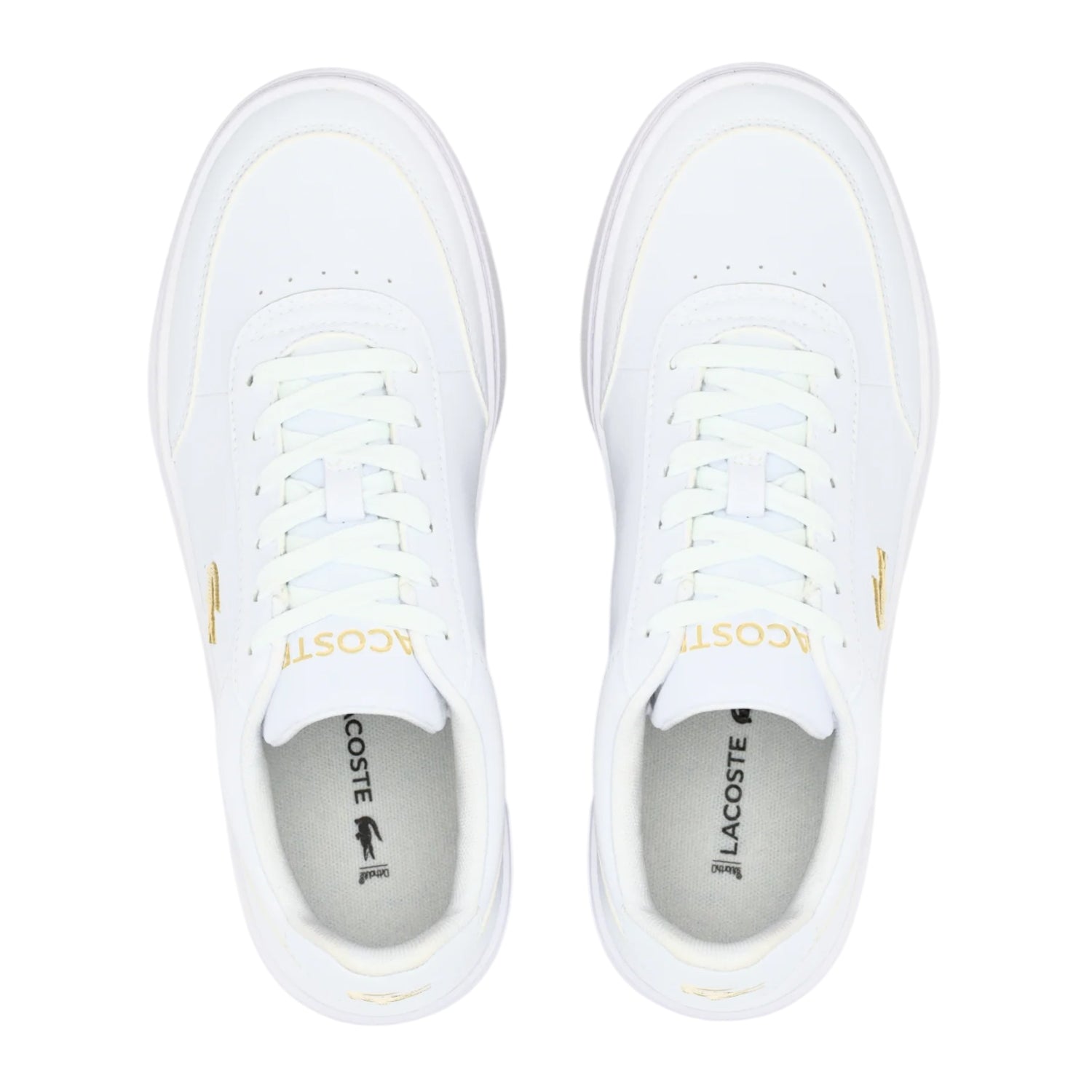 White-Gold - Side - Lacoste Womens-Ladies Court Pro Trainers