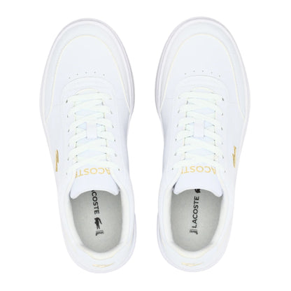 White-Gold - Side - Lacoste Womens-Ladies Court Pro Trainers