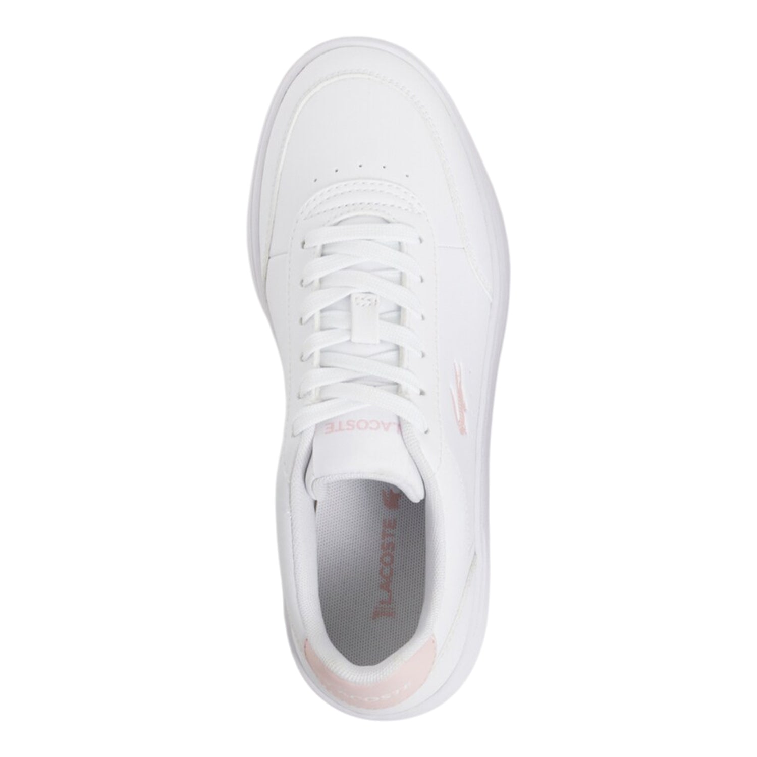 White-Pink - Side - Lacoste Womens-Ladies Court Pro Trainers